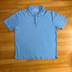 Faherty Cloud Cotton Blue White Striped Short Sleeve Polo Shirt XXL